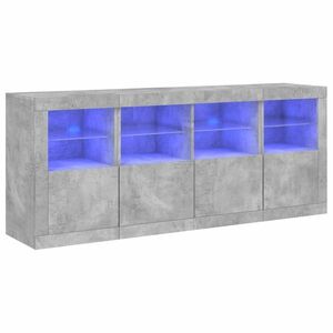 vidaXL betonszürke tálalószekrény LED-világítással 163 x 37 x 67 cm kép