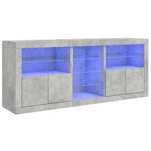 vidaXL betonszürke tálalószekrény LED-világítással 181, 5x37x67 cm kép