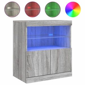 vidaXL szürke sonoma színű tálalószekrény LED-ekkel 60 x 37 x 67 cm kép