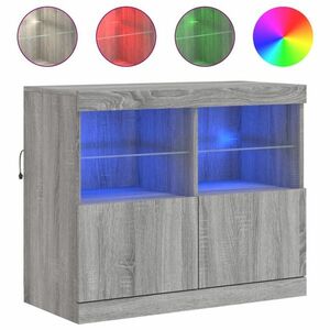 vidaXL szürke sonoma színű tálalószekrény LED-ekkel 81 x 37 x 67 cm kép