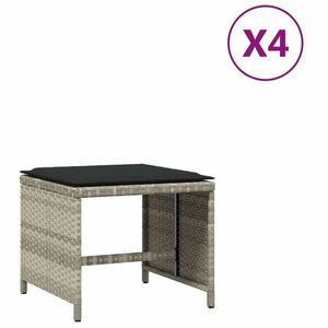 vidaXL 4db világosszürke polyrattan kerti szék párnával 40x40x35 cm kép