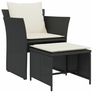 vidaXL fekete polyrattan kerti szék lábtartóval kép