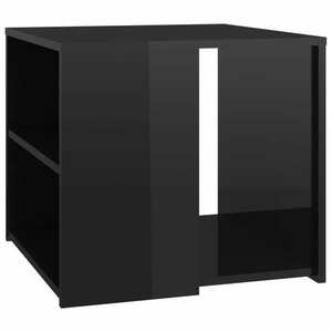 vidaXL magasfényű fekete szerelt fa kisasztal 50 x 50 x 45 cm kép