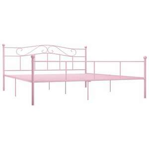 vidaXL rózsaszín fém ágykeret lécezett ágyráccsal 200 x 200 cm kép
