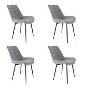 Skandináv stílusú székek, metál, velúr, szürke, 4 db-os készlet, ... kép
