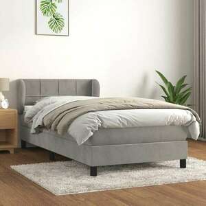 Világosszürke bársony rugós ágy matraccal 90 x 200 cm kép