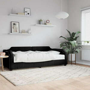 vidaXL fekete szövet kanapéágy matraccal 90 x 200 cm kép