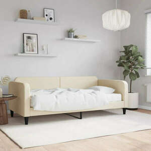vidaXL krémszínű szövet kanapéágy matraccal 90 x 200 cm kép