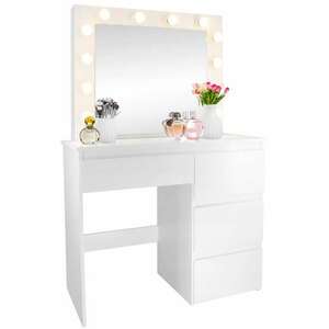 Hollywood Pro fésülködőasztal és smink, fehér, 4 fiókkal, tükörre... kép