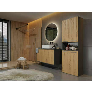 Riano MIX 1K DK fürdőszoba szekrény, 60x174x30 cm, antracit-tölgy kép