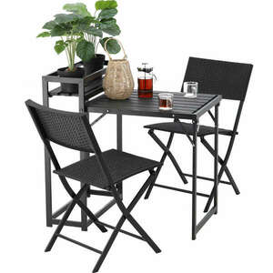 Erkélybútor szett, összecsukható, asztal és 2 szék, fekete kép