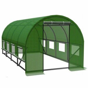 Kerti üvegház, alagút típusú fémkerettel, 200x450cm, zöld, 9nm (k... kép