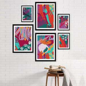 Lulu színes keretezett dekor festmény (6 darab) kép