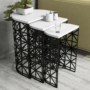 Stil Metal fehér-fekete egymásba rakható asztal kép
