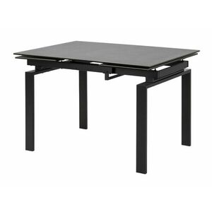 Asztal Oakland 390, Fekete, 76x85x120cm, Hosszabbíthatóság, Edzett üveg, Kerámia, Fém kép