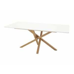 Asztal Dallas 193, Tölgy, Fehér, 75x90x180cm, Közepes sűrűségű farostlemez, Fém kép