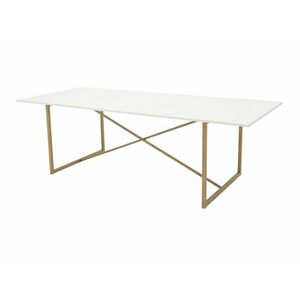 Asztal Dallas 196, Fehér, Tölgy, 75x100x240cm, Közepes sűrűségű farostlemez, Fém kép