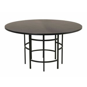 Asztal Dallas 243, Fekete, 74cm, Közepes sűrűségű farostlemez, Természetes fa furnér, Fém kép
