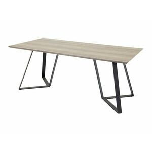 Asztal Dallas 372, Fényes fa, Fekete, 75x90x180cm, Közepes sűrűségű farostlemez, Fém kép
