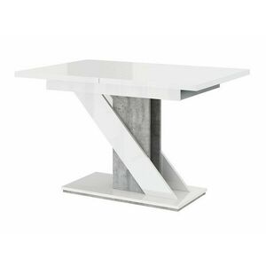Asztal Goodyear 105, Fényes fehér, Beton, 76x80x120cm, Hosszabbíthatóság, Laminált forgácslap kép