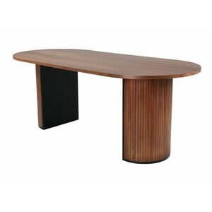 Asztal Dallas 1712, Fekete, Dió, 75x90x200cm, Közepes sűrűségű farostlemez, Természetes fa furnér kép