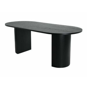 Asztal Dallas 1712, Fekete, 75x90x200cm, Közepes sűrűségű farostlemez, Természetes fa furnér, Természetes fa furnér, Közepes sűrűségű farostlemez kép