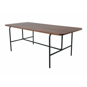 Asztal Dallas 1717, Dió, Fekete, 74x90x200cm, Közepes sűrűségű farostlemez, Természetes fa furnér, Fém kép