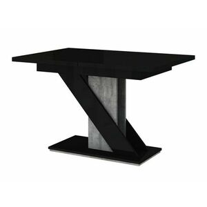 Asztal Goodyear 105, Beton, Fényes fekete, 76x80x120cm, Hosszabbíthatóság, Laminált forgácslap kép