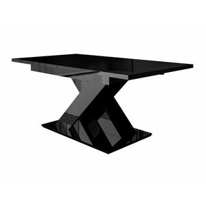 Asztal Goodyear 103, Fényes fekete, 76x80x140cm, Hosszabbíthatóság, Laminált forgácslap kép
