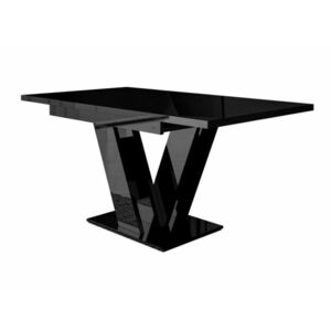 Asztal Goodyear 104, Fényes fekete, 76x80x120cm, Hosszabbíthatóság, Laminált forgácslap kép