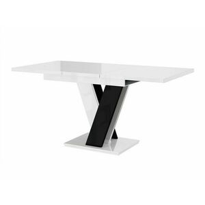Asztal Goodyear 104, Fényes fekete, Fényes fehér, 76x80x120cm, Hosszabbíthatóság, Laminált forgácslap kép