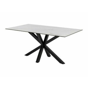 Asztal Oakland 582, Fehér, Fekete, 75.5x90x160cm, Edzett üveg, Kerámia, Fém kép