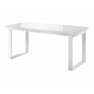 Asztal Austin U116, Fehér, Fényes fehér, 76x90x170cm, Hosszabbíthatóság, Laminált forgácslap, Edzett üveg kép