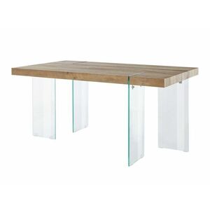 Asztal Denton 637, Barna, 75x90x160cm, Közepes sűrűségű farostlemez, Üveg kép