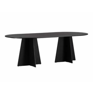 Asztal Dallas 4452, Fekete, 76x115x230cm, Közepes sűrűségű farostlemez, Természetes fa furnér kép