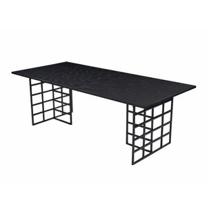 Asztal Dallas 3232, Fekete, 75x100x220cm, Közepes sűrűségű farostlemez, Természetes fa furnér, Fém kép