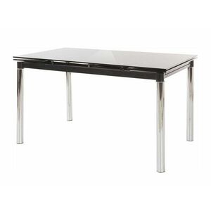 Asztal Denton 938, Fekete, 76x80x140cm, Hosszabbíthatóság, Edzett üveg, Fém kép