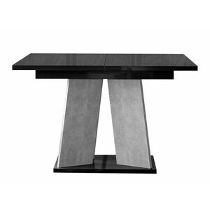 Asztal Goodyear 107, Beton, Fényes fekete, 75x90x120cm, Hosszabbíthatóság, Laminált forgácslap kép