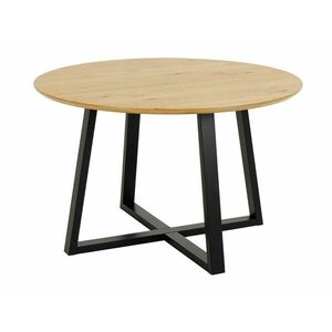 Asztal Oakland 812, Fényes fa, Fekete, 75cm, Közepes sűrűségű farostlemez, Természetes fa furnér, Váz anyaga, Tölgy kép