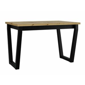 Asztal Victorville 301, Artisan tölgy, Fekete, 75x80x140cm, Hosszabbíthatóság, Laminált forgácslap, Fém kép