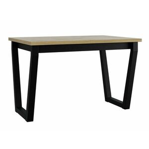 Asztal Victorville 301, Sonoma tölgy, Fekete, 75x80x140cm, Hosszabbíthatóság, Laminált forgácslap, Fém kép