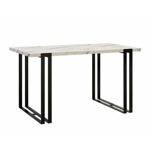 Asztal Comfivo 179, Fehér márvány, Fekete, 76x80x140cm, Hosszabbíthatóság, Laminált forgácslap, Fém kép