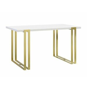 Asztal Comfivo 179, Aranysárga, Fehér, 76x80x140cm, Hosszabbíthatóság, Laminált forgácslap, Fém kép