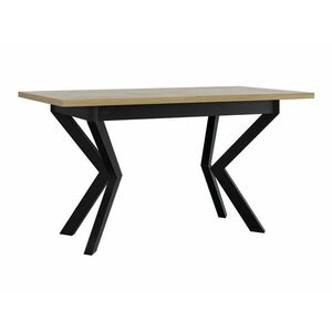 Asztal Victorville 328, Sonoma tölgy, Fekete, 79x80x140cm, Hosszabbíthatóság, Laminált forgácslap, Fém kép