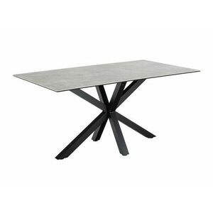 Asztal Oakland 582, Fekete, Szürke, 75.5x90x160cm, Edzett üveg, Kerámia, Fém kép
