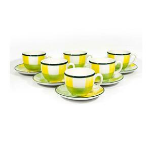Készlet 6x Tereza kerámia csésze csészealjjal fehér zöld kép
