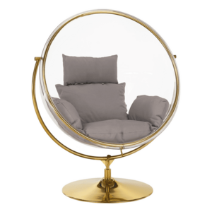 Függő fotel állvánnyal, átlátszó/arany/szürke, BUBBLE NEW TYP 2 kép