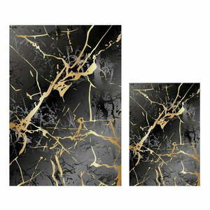 Fekete-aranyszínű fürdőszobai kilépő szett 2 db-os 60x100 cm Cracks – Mila Home kép
