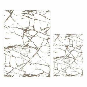 Fehér-barna fürdőszobai kilépő szett 2 db-os 60x100 cm Cracks – Mila Home kép