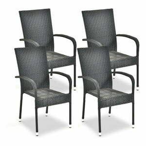 Fekete műanyag kerti szék szett 4 db-os Paris – Bonami Essentials kép